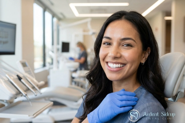 Close up photo of a healthy smile representing receding gum stages care