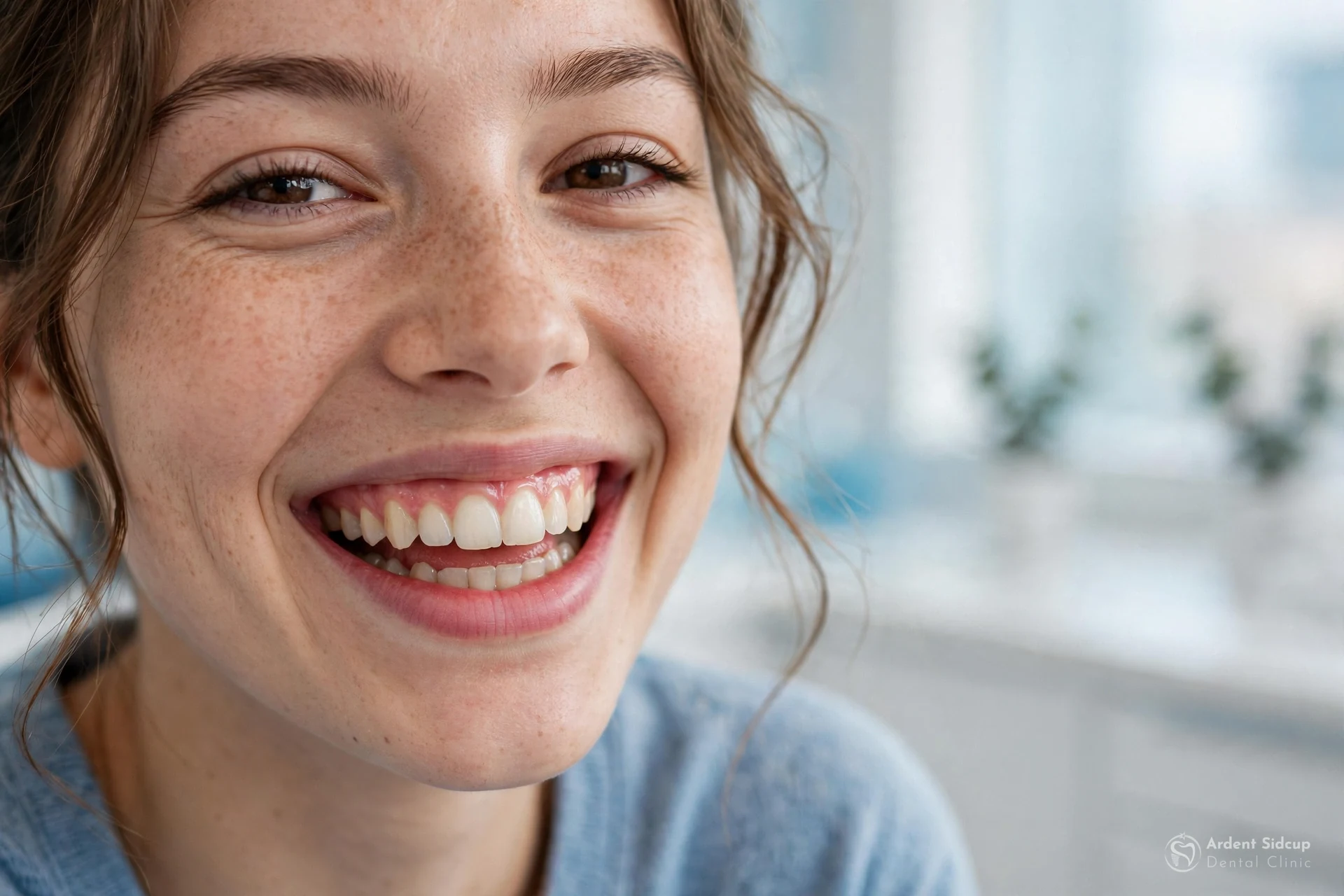 Close up of a healthy smile with healthy pink gums